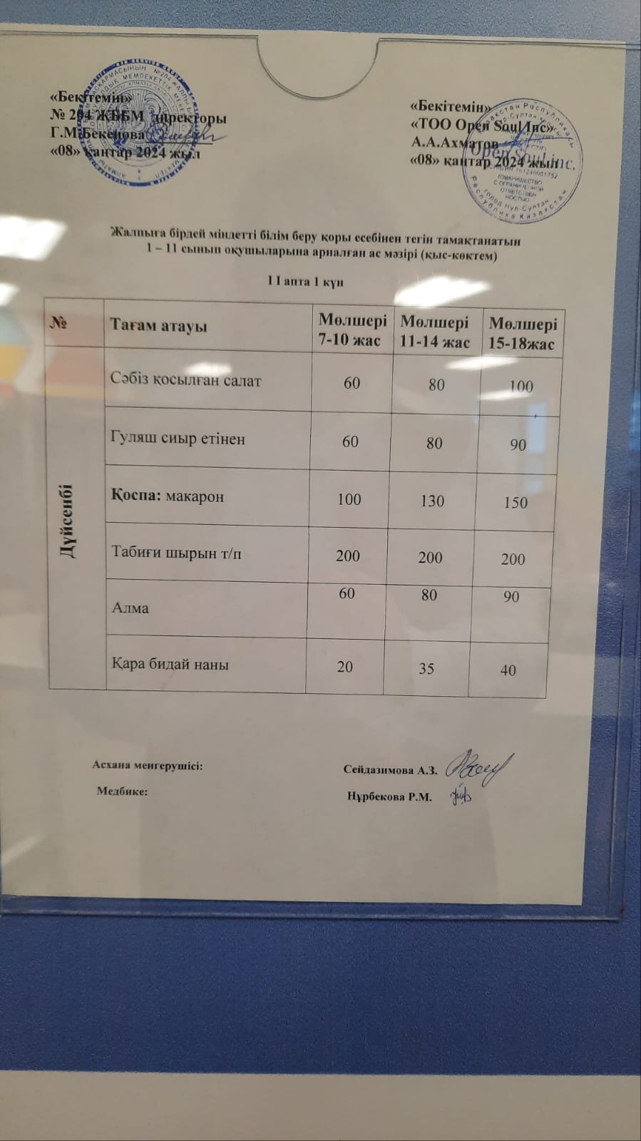 Ас мәзірі